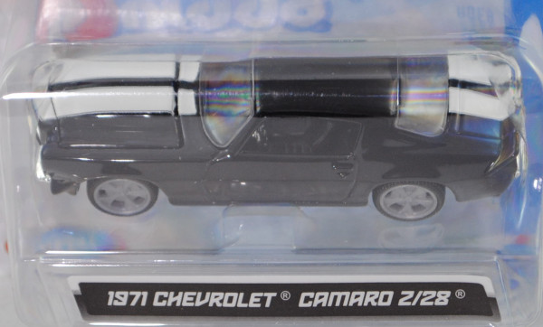 Chevrolet Camaro Z28 (2. Generation, Mod. 1970-1974, Baujahr 1971), schwarz, Bburago, 1:64, Blister