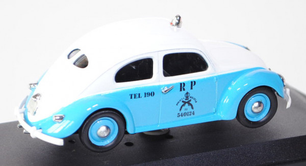 VW Käfer Standardlimousine (Typ 11) (Brezelkäfer) Policia Brasil, Modell 1949, reinweiß/hell-lichtbl