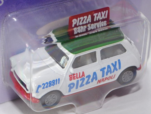 00002 Mini Cooper (Typ MK VI, Modell 1992-1996) Pizza-Taxi, reinweiß/minzgrün/karminrot, Druck Dachs
