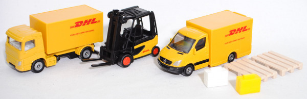 00000 DHL Logistik Set: Volvo FM + Linde E35/600H + MB Sprinter II, SIKU, P32mpR