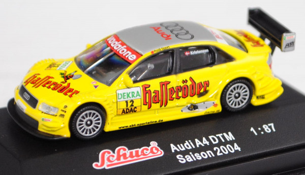 Audi A4 DTM 2004 (B6, Typ 8E2 / R11), gelb, DTM 2004, Tom Kristensen, Nr. 12, Schuco, 1:87, PC-Box