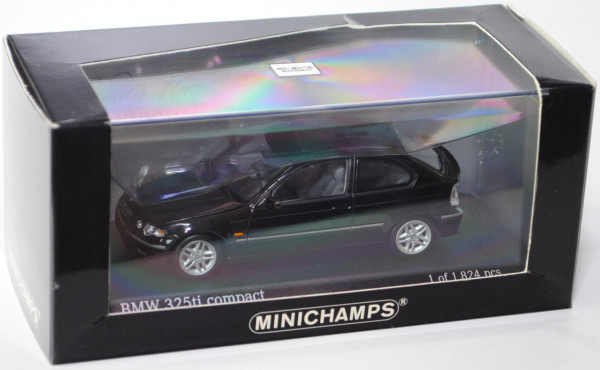BMW 325ti compact (E46/5), Modell 2001-2003, black saphire, Minichamps, 1:43, PC-Box
