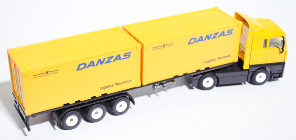 MAN TGA Container-LKW, kadmiumgelb/schwarz, DANZAS / Logistics. Worldwide., weiße LKW16, 1:55, L14n