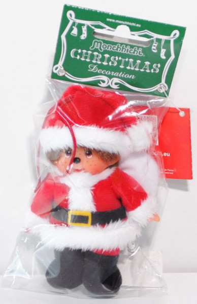 Monchhichi Christmas Decoration Santa Claus Anhänger, 10 cm groß, Sekiguchi