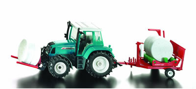 Traktor mit Ballengabel, karibikblau/rot, L17