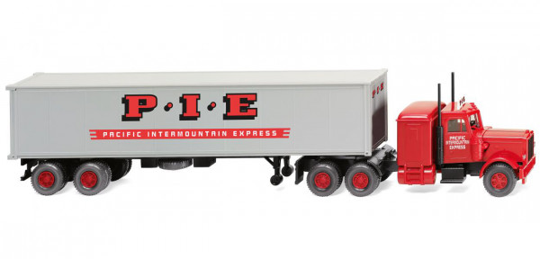 Peterbilt 379 Conventional (Modell 1977-1986) Containersattelzug, rot, P  I  E, Wiking, 1:87, mb