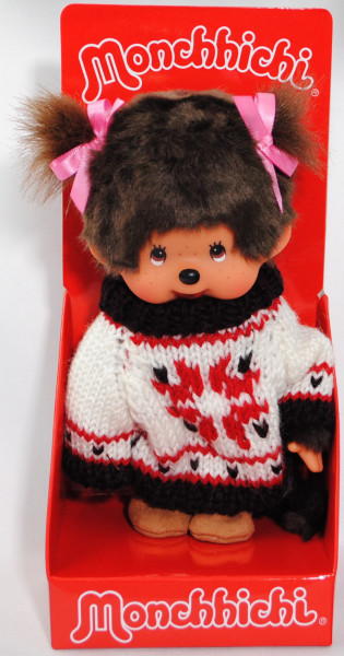 Monchhichi Nordic Sweater & Boots Girl (Mädchen im Winterlook), 20 cm groß, Sekiguchi
