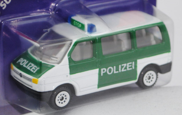 VW T4 Caravelle (Modell 1990-1995) Polizei-Mannschaftswagen, reinweiß/hell-moosgrün, innen lichtgrau
