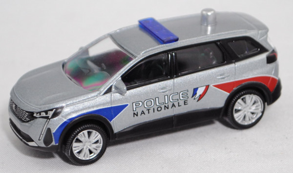 Peugeot 5008 II GT (2. Gen., Facelift 2020, Mod. 2020-) POLICE, artense silber metallic, Norev, 1:65
