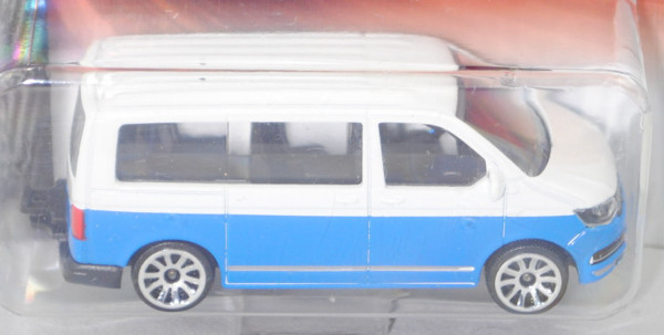 VW T6 Multivan (Typ 7H, 2. Facelift, Mod. 15-19) (Nr. 203G), reinweiß/blau, majorette, 1:61, Blister