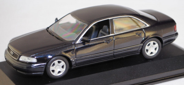 Audi A8 4.2 quattro (D2, Mod. 94-99), indigo perleffekt, ohne Druck Blinker, Minichamps, 1:43, mb
