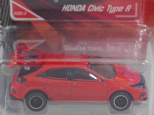 Honda Civic Type R (5. Gen., Typ FK8, Mod. 2017-), verkehrsrot, Nr. 220C-3, majorette, 1:58, Blister
