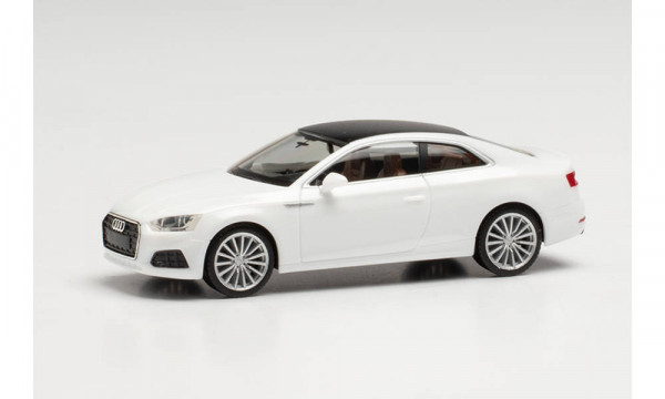 Audi A5 Coupé (Typ 9T / F9, AU494, Modell 2016-2019), ibisweiß (LY9C), Dach schwarz, Herpa, 1:87, mb