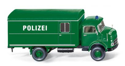 Polizei - Mercedes L 710 Kurzhauber Koffer-LKW, Modell 1959-1968, minzgrün/schwarz, POLIZEI, Wiking,