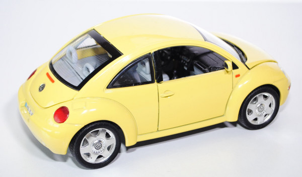 VW New Beetle (1998), schwefelgelb, innen grau, Bburago, 1:18