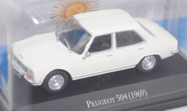 Peugeot 504 XE (Typ viertürige Limousine, Modell 1973-1976), weiß, EDITION ATLAS, 1:43, Hauben-Box