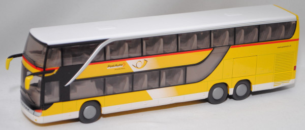 03901 CH Setra TopClaas S 431 DT Doppelstockbus, weiß/gelb, PostAuto/Die gelbe Klasse, Werbebox