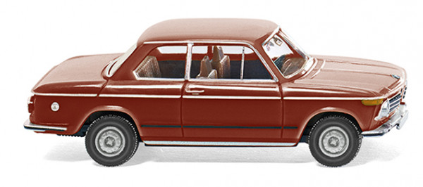 BMW 2002 (Baureihe E10, facelift 1971, Modell 1971-1973), purpurrot, innen schwarz, Wiking, 1:87, mb