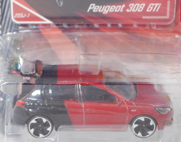 Peugeot 308 SW GT (2. Gen., T9, Mod. 2015-2017), purpurrotmetallic/schwarz, majorette, 1:58, Blister