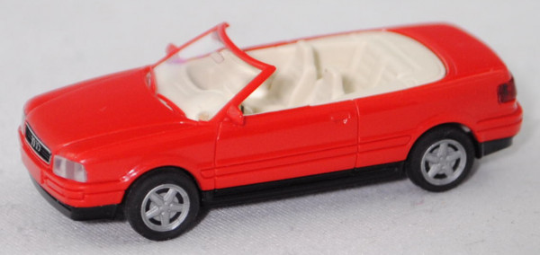 Audi Cabriolet 2.3E (B3, Typ 8G, Mod. 91-94), rot (vgl. laserrot), innen perlweiß, Rietze, 1:87, Box