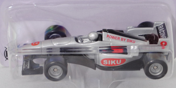00001 Formel I Rennwagen, silber/schwarz, RACING/siku/POWER BY SIKU/9, Fahrer silbergrau, P26 (m-)