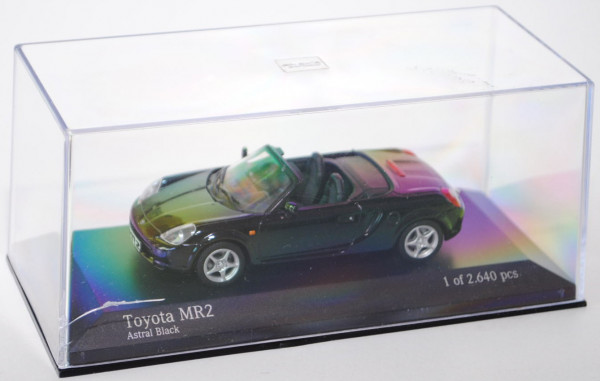 Toyota MR2 Roadster (Typ W3, Mod. 1999-2003), astral black, Minichamps, 1:43, PC-Box (Riss in Deckel