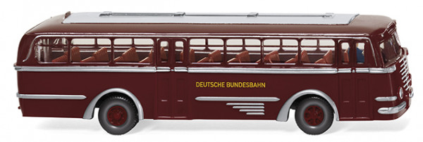 Büssing 5000 TU Trambus mit Busfahrer (Mod. 1949-1959), purpurrot, Wiking, 1:87, mb