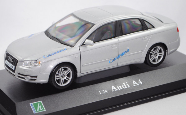 Audi A4 3.2 FSI quattro (B7, Typ 8E, Modell 2004-2007), lichtsilber metallic, Cararama, 1:24, mb