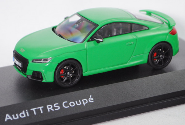 Audi TT RS Coupé (Typ 8S / FV, Modell 2016-), vipergrün, iScale, 1:43, Werbebox (EAN 2160000042511)