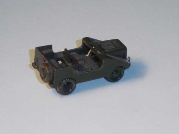 DKW Munga Bundeswehr, olivgrün, Frontscheibe weg, Roskopf Miniatur Modelle, 1:87
