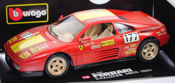 Ferrari 348 tb Evoluzione (Modell 1989-1993, Baujahr 1991), rosso corsa, Nr. 177, Bburago, 1:18, mb