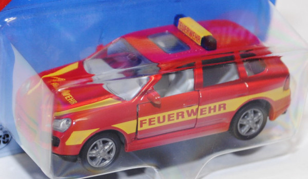 00005 Porsche Cayenne Turbo (Typ 9PA) Feuerwehr-Kommandowagen, Modell 2002-2007, karminrot/zinkgelb,