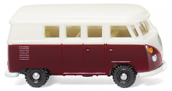 VW Transporter T1 1100 Kleinbus (Typ 2 T1, Modell 1950-1954, Baujahr 1950), weiß/weinrot, N-Spur