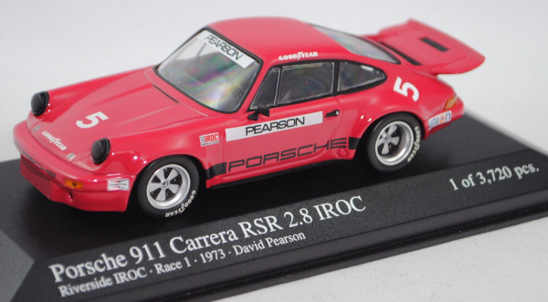 Porsche 911 Carrera RSR 2.8 IROC (Mod. 1972-1973), himbeerrot, IROC 1973-1974, Minichamps, 1:43, mb