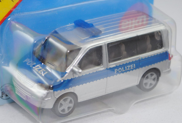 00001 VW T5 Multivan (Modell 2003-2009) Polizei-Mannschaftswagen, weißaluminiummetallic/capriblau, i