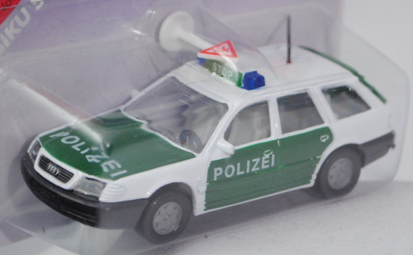 Audi A6 Avant 2.8 (C4, Typ 4A, Modell 1994-1997) Polizei-Lautsprecherwagen, reinweiß/minzgrün, innen