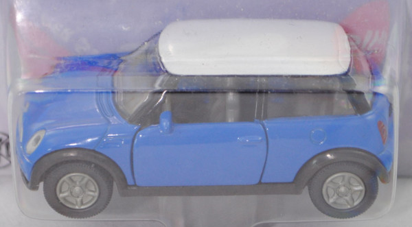 MINI Cooper (1. Generation, Typ R50, Modell 2001-2004), hell-enzianblau/reinweiß, SIKU, 1:52, P26