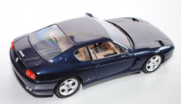 Ferrari 456 GT (1992), schwarzblaumetallic, Türen + Kofferraum zu öffnen, mit Lenkung, Bburago, 1:18