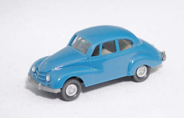 002c DKW Meisterklasse (Typ F 89 P, Modell 1950-1954), azurblau, Wiking, 1:87 (Vitrinenmodell)