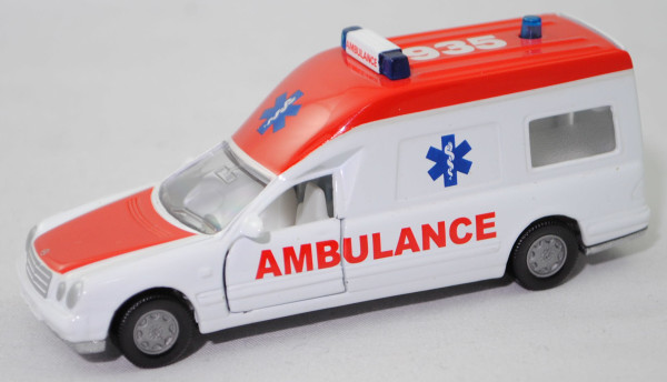00002 KTW BINZ Ambulance A 2002 auf Fahrgestell MB E 280, weiß, AMBULANCE, HL unlackiert, L15