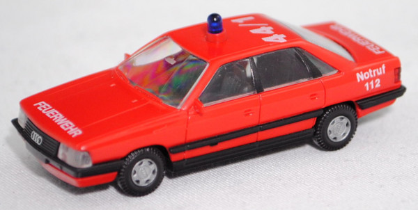 Audi 200 Turbo (C3, Typ 44, Modell 1985-1987) Feuerwehr, rot, Notruf / 112 + 44/1, Rietze, 1:87, mb