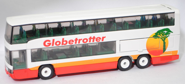 00004 Mercedes-Benz O 404 DD Reisebus, weiß/rot, innen grün, Globetrotter, LKW12, SIKU, L14n m-