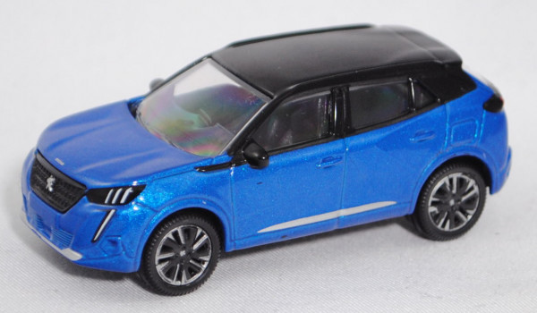 Peugeot 2008 II (2. Generation, Mod. 2019-), met. vertigo blau, Dach onyx schwarz, Norev, 1:64, mb