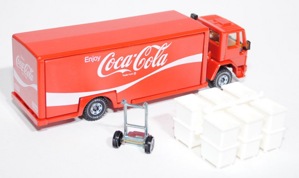 00003 Ford Cargo Getränkewagen, verkehrsrot, Enjoy / Coca-Cola / Trade-mark®, weiße Kisten, LKW10, L