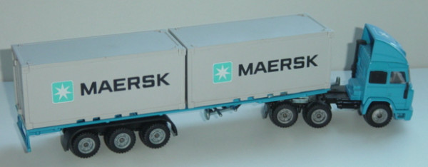 00800 Iveco TurboStar Container-LKW, himmelblau/schwarz, MAERSK, mit 3 Achsen beim LKW, LKW12, L14n,