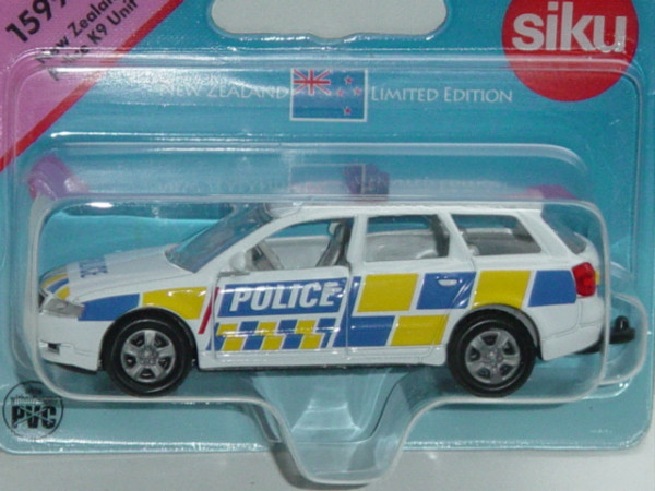 80400 NZ Audi A4 Avant 2.5 TDI quattro, reinweiß, POLICE mit blau/gelben Streifen, P28 Werbeblister