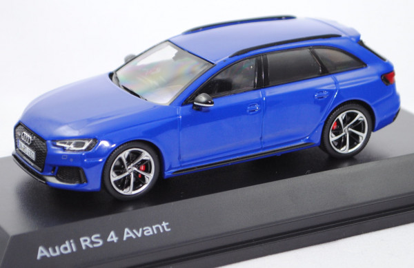 Audi RS4 Avant (B9, Typ 8W, Mod. 2017-), nogaro blau, Minimax, 1:43, Werbeschachtel