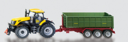 00000 JCB 8250 V-TRONIC Traktor mit Fortuna Hakenliftmulde, melonengelb + grün/rot, 1:87, L17mK