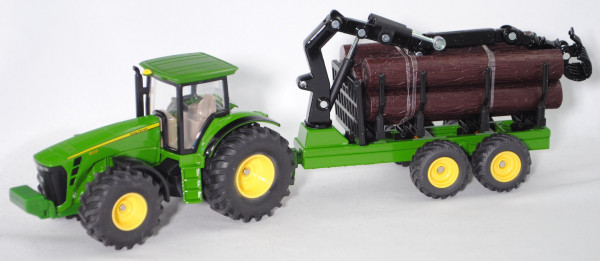 00000 John Deere 8430 (Mod. 2006-2009) Traktor mit Forstanhänger, smaragdgrün, 1:50, L17mpK