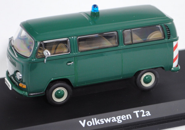 VW Transporter T2a Kleinbus (Typ 2 T2a, Modell 1967-1971) Polizei, moosgrün, Schuco, 1:43, PC-Box